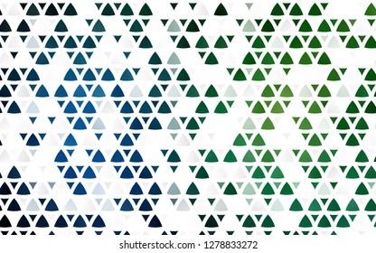 Light Blue, Green vector seamless texture in triangular style. Decorative design in abstract style with triangles. Pattern for trendy fabric, wallpapers.