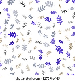 Light Blue, Green vector seamless natural background with leaves, branches. Colorful illustration in doodle style with leaves, branches. Design for wallpaper, fabric makers.