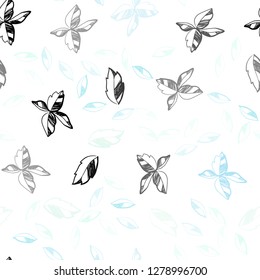 Light Blue, Green vector seamless natural backdrop with leaves. An elegant bright illustration with leaves in Natural style. Trendy design for wallpaper, fabric makers.