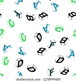 Light Blue, Green vector seamless pattern with 3D ABC symbols. Abstract illustration with 3D ABC symbols. Design for textile, fabric, wallpapers.