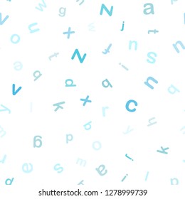 Light Blue, Green vector seamless template with isolated letters. Colored alphabet signs with gradient on white background. Texture for window blinds, curtains.
