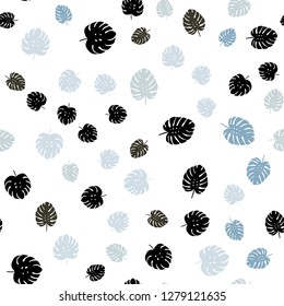 Light Blue, Green vector seamless doodle backdrop with leaves. Colorful illustration in doodle style with leaves. Texture for window blinds, curtains.