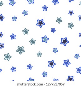 Light Blue, Green vector seamless template with sky stars. Shining colored illustration with stars. Design for textile, fabric, wallpapers.