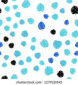 Light Blue, Green vector seamless doodle pattern with leaves. Decorative illustration with doodles on abstract template. Template for business cards, websites.