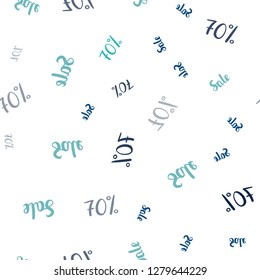 Light Blue, Green vector seamless cover with symbols of 70 % sales. Colorful set of  percentage signs in simple style. Design for business ads, commercials.