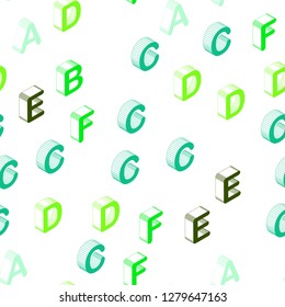 Light Blue, Green vector seamless template with 3D isolated letters. Abstract illustration with 3D ABC symbols. Design for textile, fabric, wallpapers.
