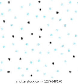 Light Blue, Green vector seamless template with ice snowflakes. Colorful snowflakes with gradient on abstract background. Texture for window blinds, curtains.