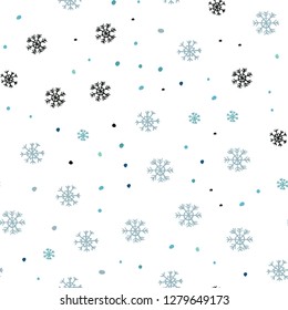 Light Blue, Green vector seamless texture with colored snowflakes. Shining colorful illustration with snow in christmas style. Pattern for design of fabric, wallpapers.