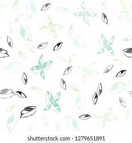 Light Blue, Green vector seamless doodle background with leaves. Blurred decorative design in Indian style with leaves. Design for textile, fabric, wallpapers.