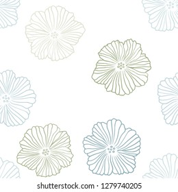 Light Blue, Green vector seamless doodle texture with flowers. Shining colored illustration with flowers. Pattern for trendy fabric, wallpapers.