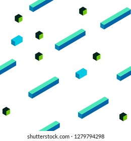 Light Blue, Green vector seamless, isometric template with rhombus. Rectangles on abstract background with colorful gradient. Pattern for design of fabric, wallpapers.