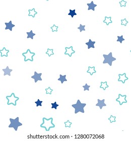 Light Blue, Green vector seamless template with sky stars. Shining colored illustration with stars. Design for wallpaper, fabric makers.