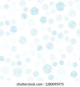 Light Blue, Green vector seamless doodle background with flowers. Colorful illustration in doodle style with flowers. Template for business cards, websites.