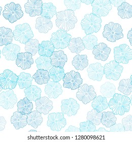 Light Blue, Green vector seamless doodle background with flowers. Creative illustration in blurred style with flowers. Template for business cards, websites.
