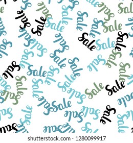 Light Blue, Green vector seamless pattern with 70, 90 percentage signs. Abstract illustration with colorful gradient symbols of sales. Design for business ads, commercials.