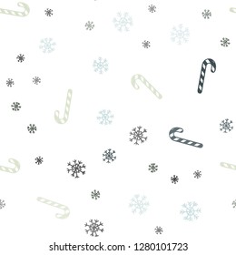 Light Blue, Green vector seamless background with sweet xmas lollipops.