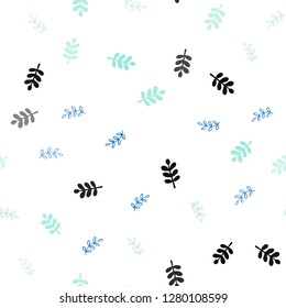 Light Blue, Green vector seamless elegant wallpaper with leaves. Modern geometrical abstract illustration with leaves. Pattern for design of fabric, wallpapers.