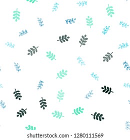 Light Blue, Green vector seamless natural backdrop with leaves. Creative illustration in blurred style with leaves. Design for wallpaper, fabric makers.
