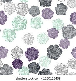 Light Blue, Green vector seamless doodle pattern with flowers. Brand new colored illustration with flowers. Template for business cards, websites.