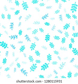Light Blue, Green vector seamless natural artwork with leaves, branches. Colorful illustration in doodle style with leaves, branches. Pattern for trendy fabric, wallpapers.
