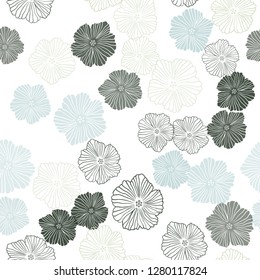 Light Blue, Green vector seamless elegant template with flowers. Modern abstract illustration with flowers. Texture for window blinds, curtains.