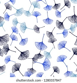 Light Blue, Green vector seamless doodle background with leaves. New colorful illustration in doodle style with leaves. Template for business cards, websites.