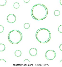 Light Blue, Green vector seamless texture with disks. Abstract illustration with colored bubbles in nature style. Pattern for trendy fabric, wallpapers.