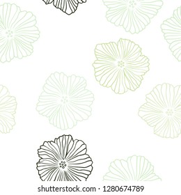 Light Blue, Green vector seamless abstract design with flowers. Illustration with colorful abstract doodle flowers. Texture for window blinds, curtains.