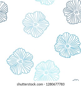 Light Blue, Green vector seamless doodle background with flowers. Colorful illustration in doodle style with flowers. Pattern for trendy fabric, wallpapers.