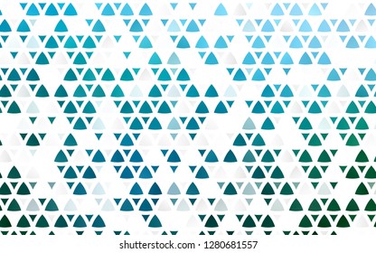 Light Blue, Green vector seamless cover in polygonal style. Illustration with set of colorful triangles. Pattern for design of window blinds, curtains.
