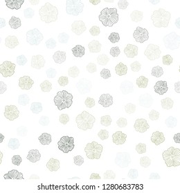 Light Blue, Green vector seamless natural artwork with flowers. Flowers with gradient on white background. Design for textile, fabric, wallpapers.