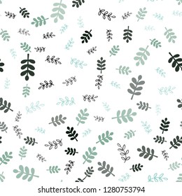 Light Blue, Green vector seamless natural background with leaves, branches. Colorful abstract illustration with leaves in doodle style. Design for textile, fabric, wallpapers.