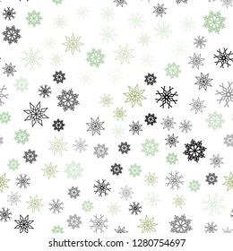 Light Blue, Green vector seamless template with ice snowflakes. Modern geometrical abstract illustration with crystals of ice. Pattern for trendy fabric, wallpapers.