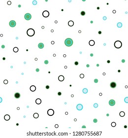 Light Blue, Green vector seamless layout with circle shapes. Blurred bubbles on abstract background with colorful gradient. Template for business cards, websites.