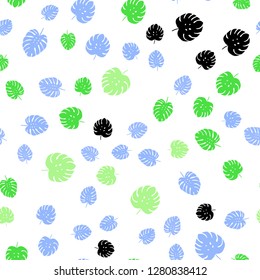 Light Blue, Green vector seamless doodle backdrop with leaves. Decorative illustration with doodles on abstract template. Design for wallpaper, fabric makers.