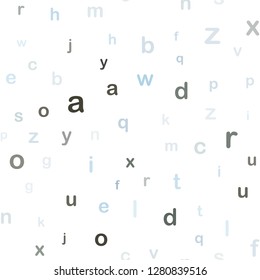 Light Blue, Green vector seamless background with signs of alphabet. Shining illustration with ABC symbols on abstract template. Pattern for trendy fabric, wallpapers.