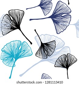 Light Blue, Green vector seamless doodle pattern with leaves. Colorful illustration in doodle style with leaves. Pattern for design of fabric, wallpapers.