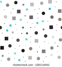 Light Blue, Green vector seamless pattern with spheres, squares. Abstract illustration with colorful circles, rectangles. Pattern for design of window blinds, curtains.