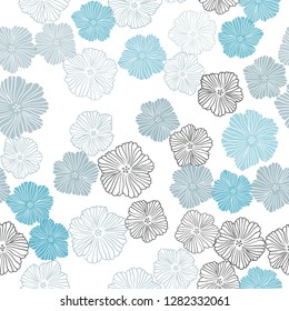 Light Blue, Green vector seamless doodle pattern with flowers. Doodle illustration of flowers in Origami style. Design for wallpaper, fabric makers.