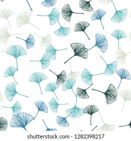 Light Blue, Green vector seamless doodle background with leaves. New colorful illustration in doodle style with leaves. Pattern for trendy fabric, wallpapers.