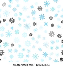 Light Blue, Green vector seamless template with ice snowflakes. Blurred decorative design in xmas style with snow. Trendy design for wallpaper, fabric makers.