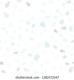 Light Blue, Green vector seamless natural background with leaves, branches. Doodle illustration of leaves and branches in Origami style. Pattern for trendy fabric, wallpapers.
