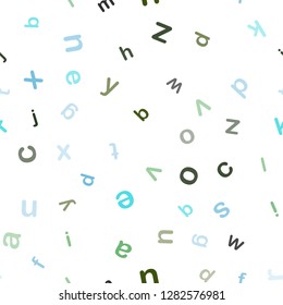 Light Blue, Green vector seamless template with isolated letters. Shining colorful illustration with isolated letters. Design for wallpaper, fabric makers.