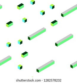 Light Blue, Green vector seamless, isometric layout with lines, rectangles. Modern abstract illustration with colorful rectangles. Pattern for trendy fabric, wallpapers.