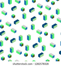 Light Blue, Green vector seamless, isometric layout with lines, rectangles. Abstract gradient illustration with rectangles. Pattern for design of fabric, wallpapers.