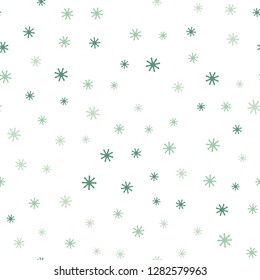 Light Blue, Green vector seamless texture with colored snowflakes. Modern geometrical abstract illustration with snowflakes. Pattern for design of fabric, wallpapers.
