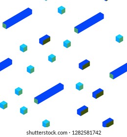 Light Blue, Green vector seamless, isometric cover in polygonal style. Modern abstract illustration with colorful rectangles. Template for business cards, websites.