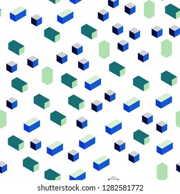 Light Blue, Green vector seamless, isometric layout with lines, rectangles. Decorative design in abstract style with rectangles. Template for business cards, websites.