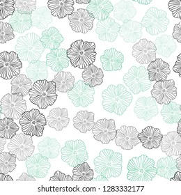 Light Blue, Green vector seamless abstract background with flowers. Flowers with gradient on white background. Texture for window blinds, curtains.