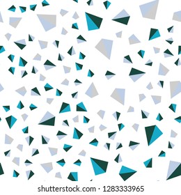 Light Blue, Green vector seamless, isometric template with crystals, triangles. Triangles on abstract background with colorful gradient. Texture for window blinds, curtains.